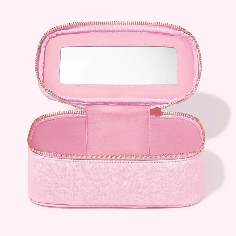 NWT Stoney Clover Textured Open Top Mirror Pouch in Flamingo